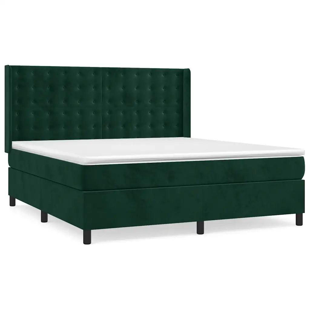 Giroletto a Molle con Materasso Verde Scuro 160x200 cm Velluto 3132930