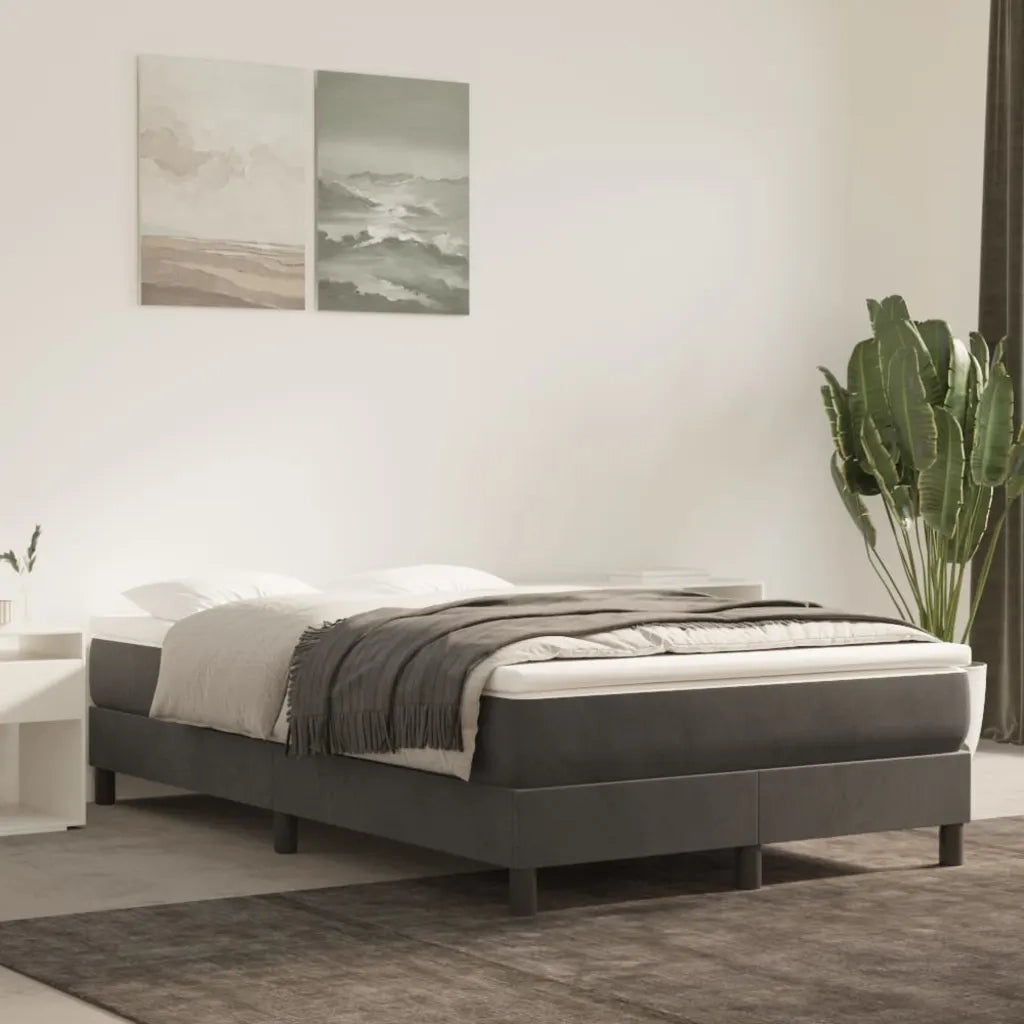 Letto matrimoniale | Letto per adulti | Giroletto a Molle con Materasso Grigio Scuro 120x200 cm Velluto