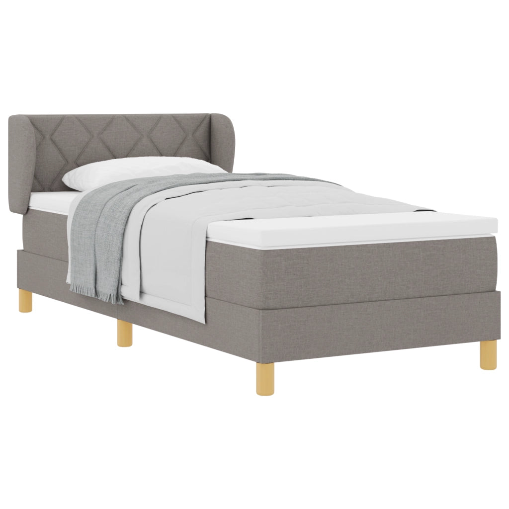 Letto a Molla con Materasso Color Tortora, 90x200 cm, Tessuto