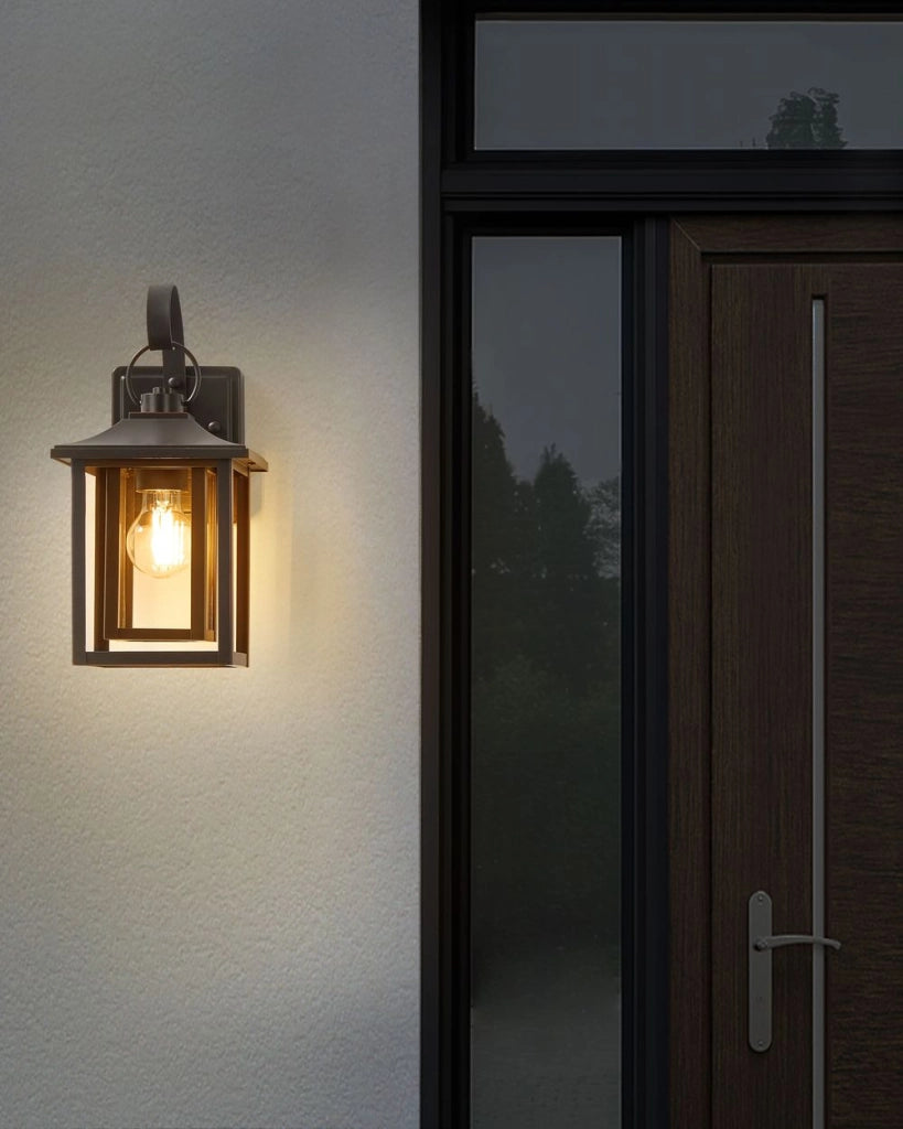 Lampada da parete esterna in metallo nero e vetro 34 cm stile tradizionale giardino