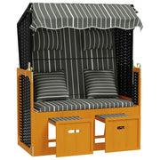 Strandkorb con Cuscini Polyrattan Legno Massello Nero e Grigio CFW9861064