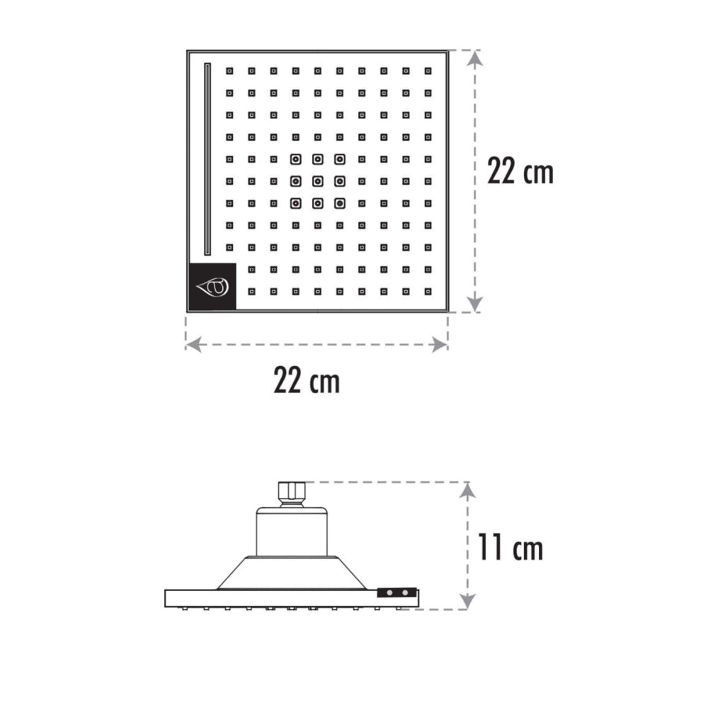 Sined Led 5 Soffione Quadrato Con Luce Led a 3 Getti e Sensore a Infrarossi Grigio