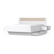 Pacchetto letto FLORENCE – 160x200 cm – Con doghe + 2 cassetti – Comodini integrati – Bianco e rovere