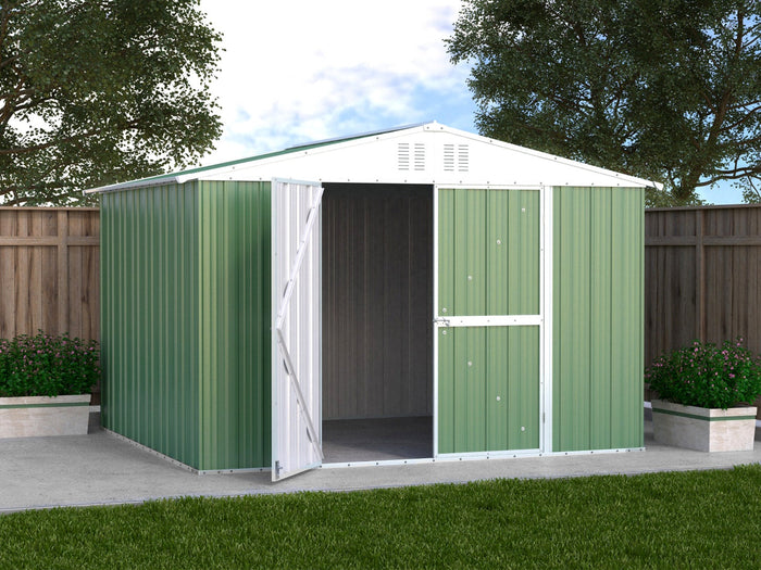 Casetta Box da Giardino in Lamiera di Acciaio Porta Utensili 327x269x217 cm Enaudi Verde