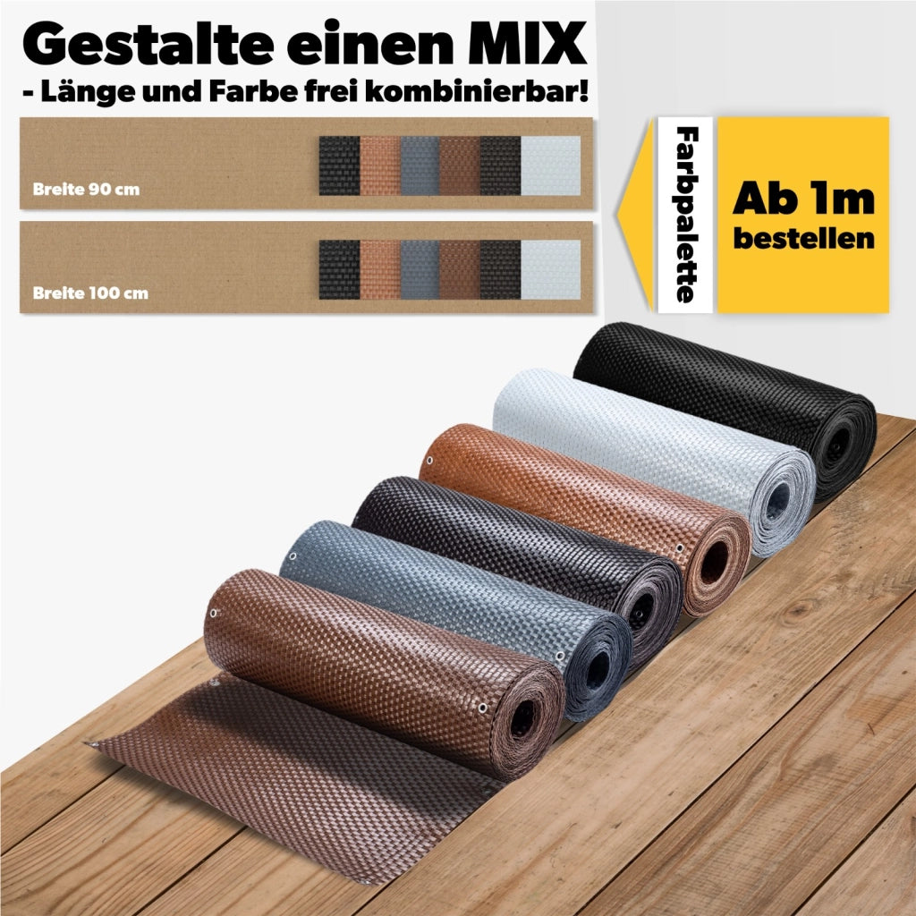 Telo copribalcone in tecnorattan KADAX 1x1M Marrone Scuro Premium Custom-Mat