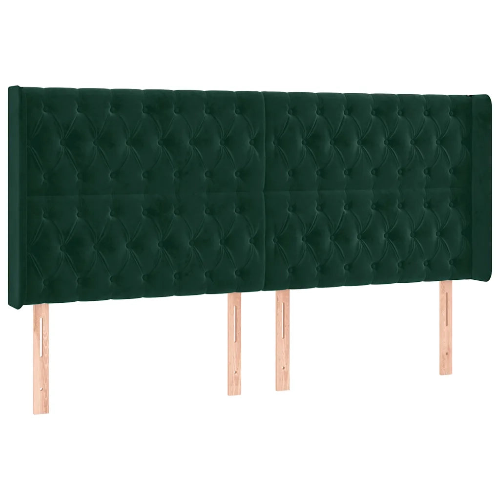 Testiera | Testata a LED Verde Scuro 203x16x118/128 cm in Velluto