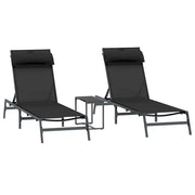 Lettini Lettino sole | Sdraio da giardino | Lettino da sole 2-persona 3 pz Nero e antracite Acciaio