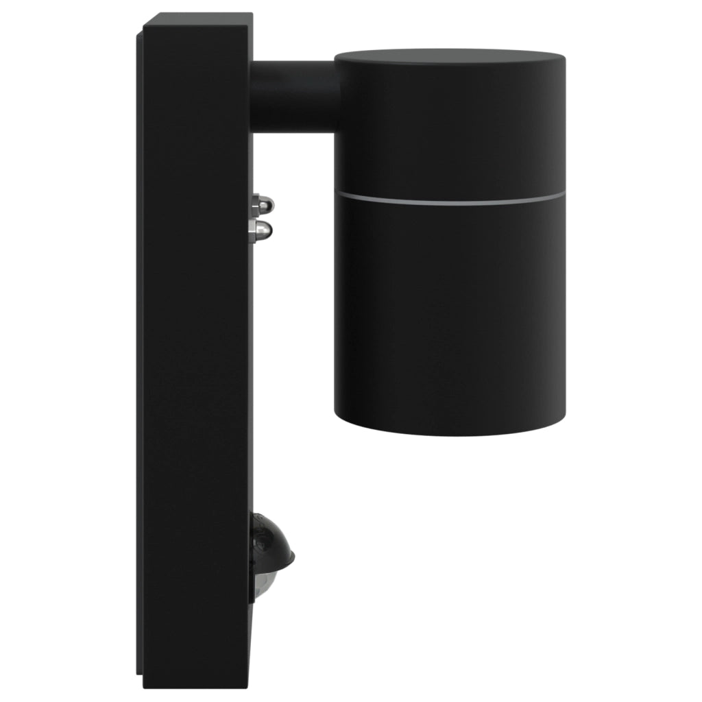 Lampada da Parete con Sensore Nera Acciaio Inossidabile IP44