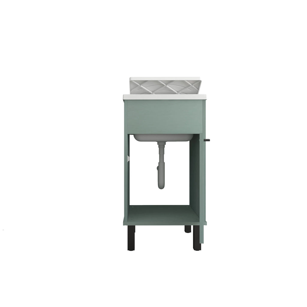 Mobile Lavatoio Smeraldo 45x50x85 cm con Vasca in PP Struttura in PVC Verde Scuro
