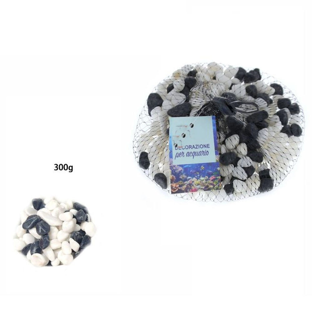 Trade Shop - 3 Pz Pietre Decorative Acquario Bianche Nere Decorazione Sassi Piante Vasi 300gr -