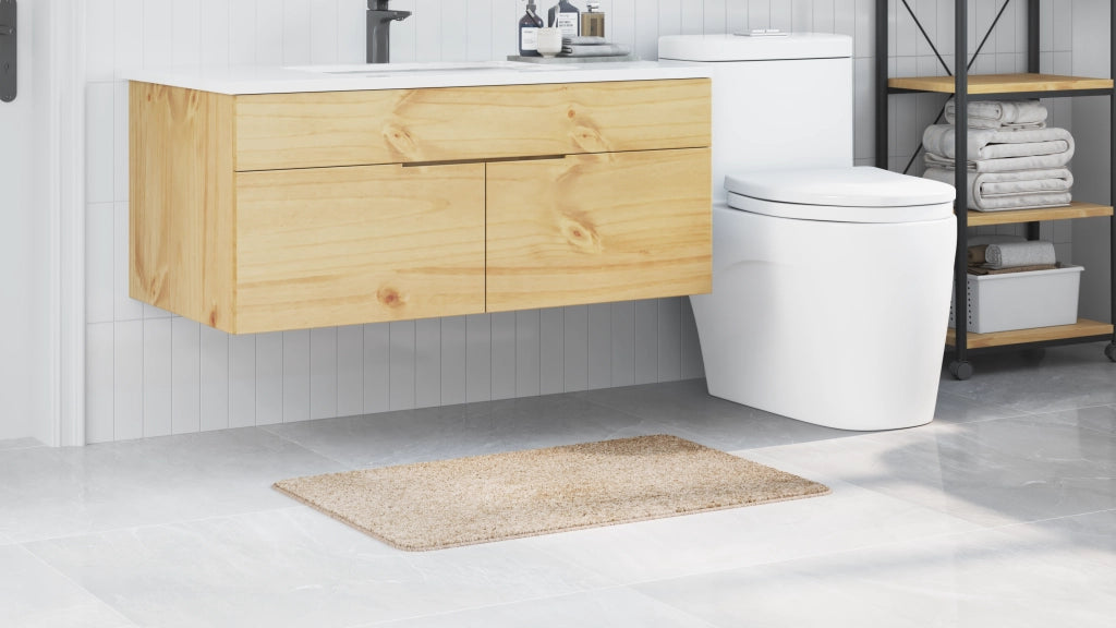 Tappetino da Bagno Rettangolare Panna 60x90 cm in Polipropilene Antiscivolo