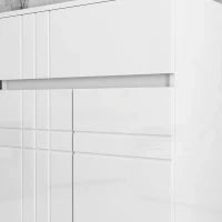 kleankin Mobiletto da Bagno su Piedi con 2 Porte e 1 Cassetto, Scaffale Regolabile, Bianco Lucido