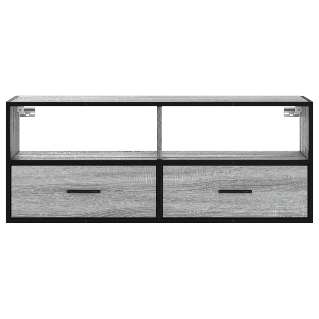 Mobile TV Grigio Sonoma 100x31x39,5cm Legno Multistrato Metallo 848932