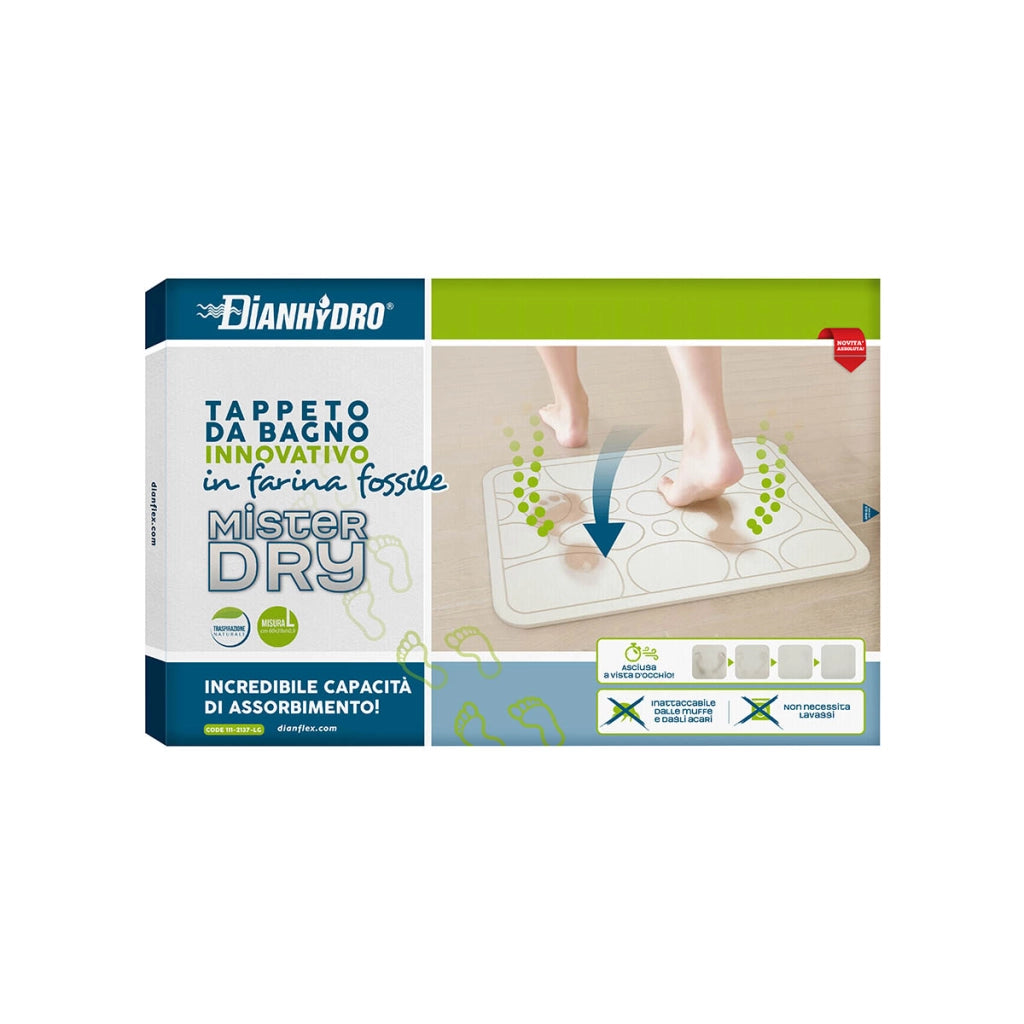 Tappeto da bagno rigido Mister Dry in farina fossile super assorbente asciugatura rapida traspirante anti acari uso interno 45x35 cm Mister Dry