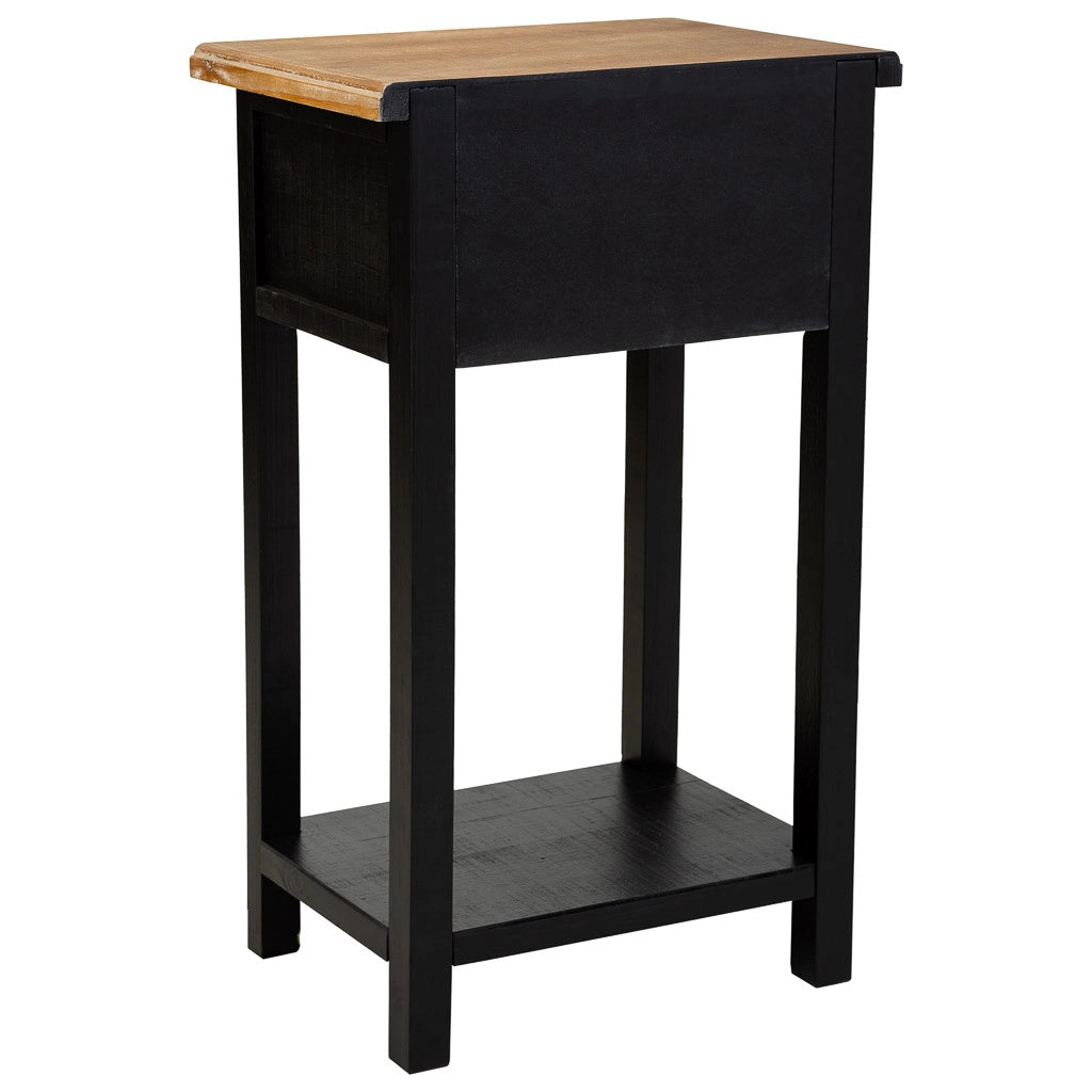 Comodino in legno con 2 cassetti e 1 ripiano 48x35x82