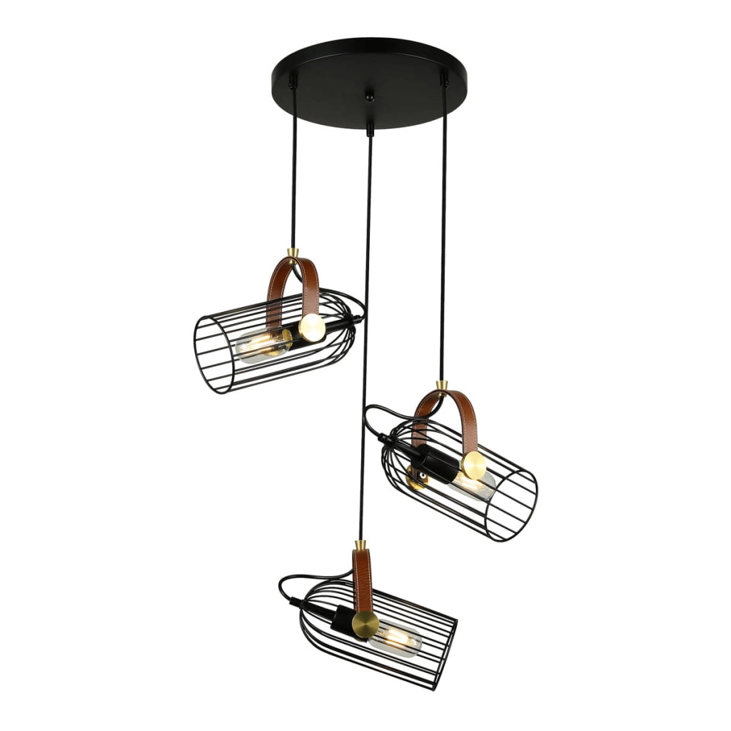 Lampadario Italux Antoin industriale nero 3xE27 Ø54cm