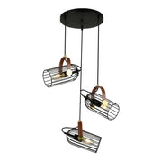 Lampadario Italux Antoin industriale nero 3xE27 Ø54cm