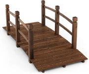 Ponte da Giardino in Legno di Abete Carbonizzato con Ringhiere, Ponticello Grande Calpestabile per Giardino e Stagno Portata 150 kg, 172 × 76 × 58 cm, Marrone