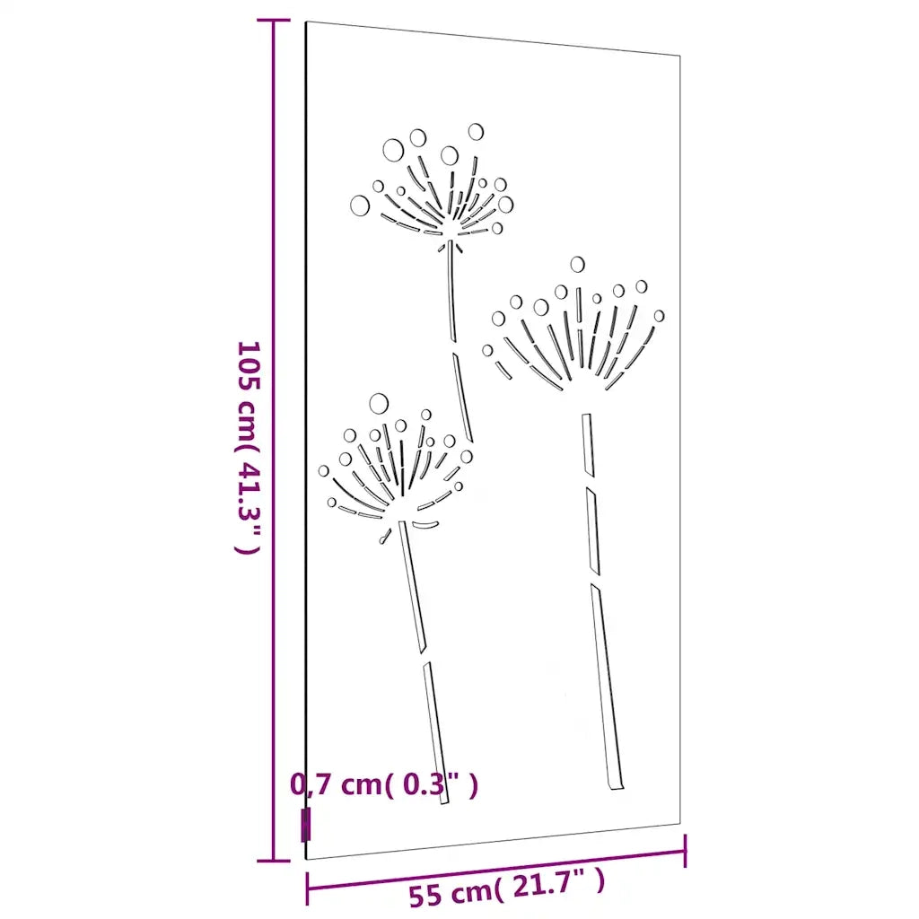 Decorazione Muro da Giardino 105x55 cm Fiore in Acciaio Corten 824486