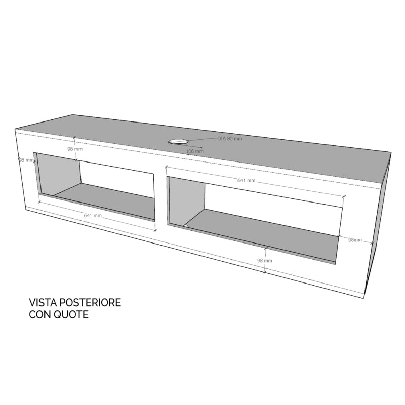 Base TV Ribalta con passa cavi L.153,6 H.40 P.39,2 con piedini - Bianco Frassino