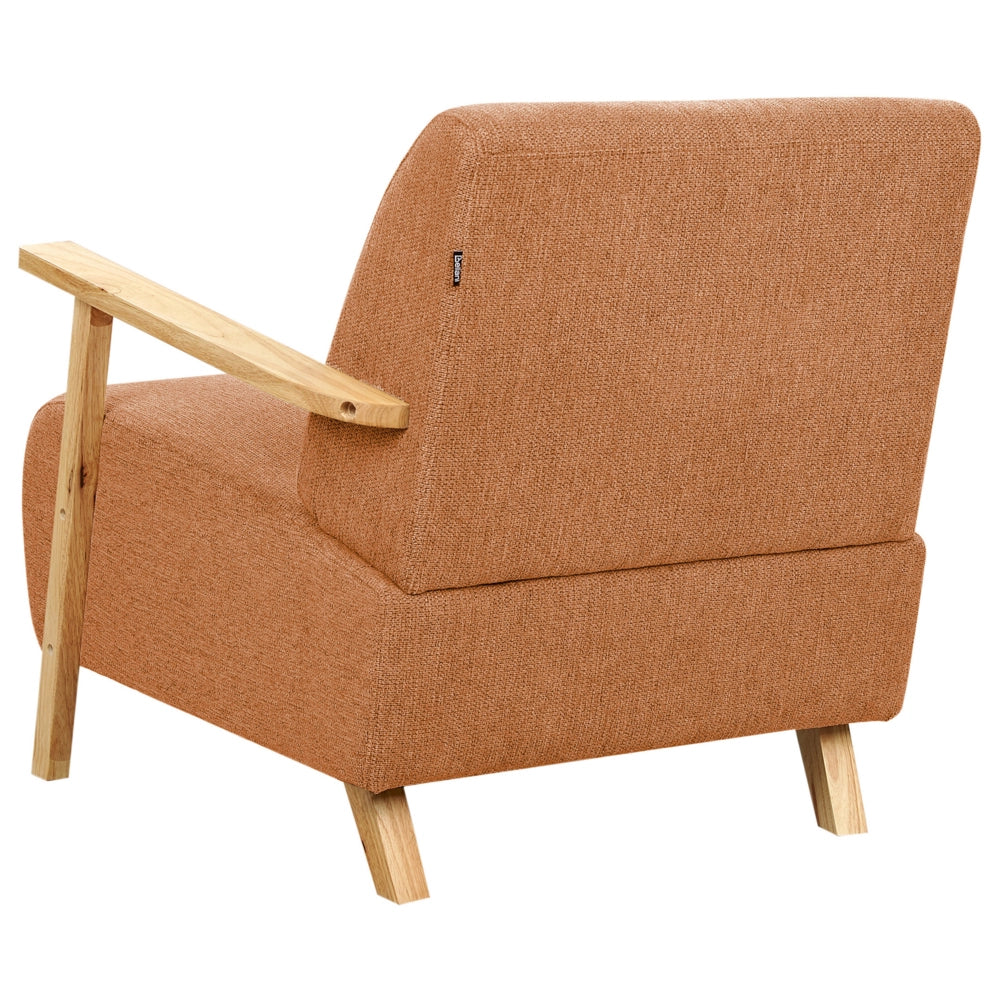 Poltrona Arancione Tessuto Gambe in legno con braccioli Soggiorno moderno minimalista
