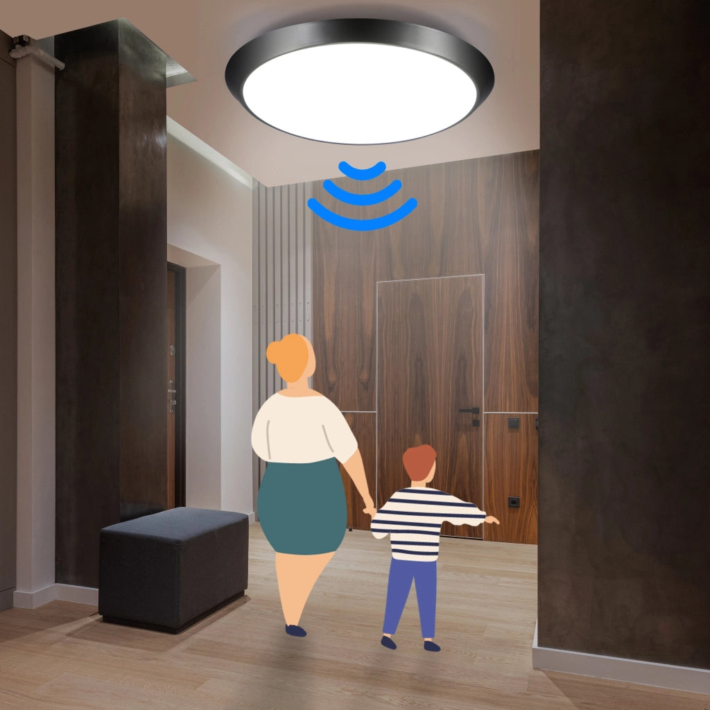 ZMH Lampada da soffitto plafoniera LED sensore movimento 15W 4000K per interni corridoio