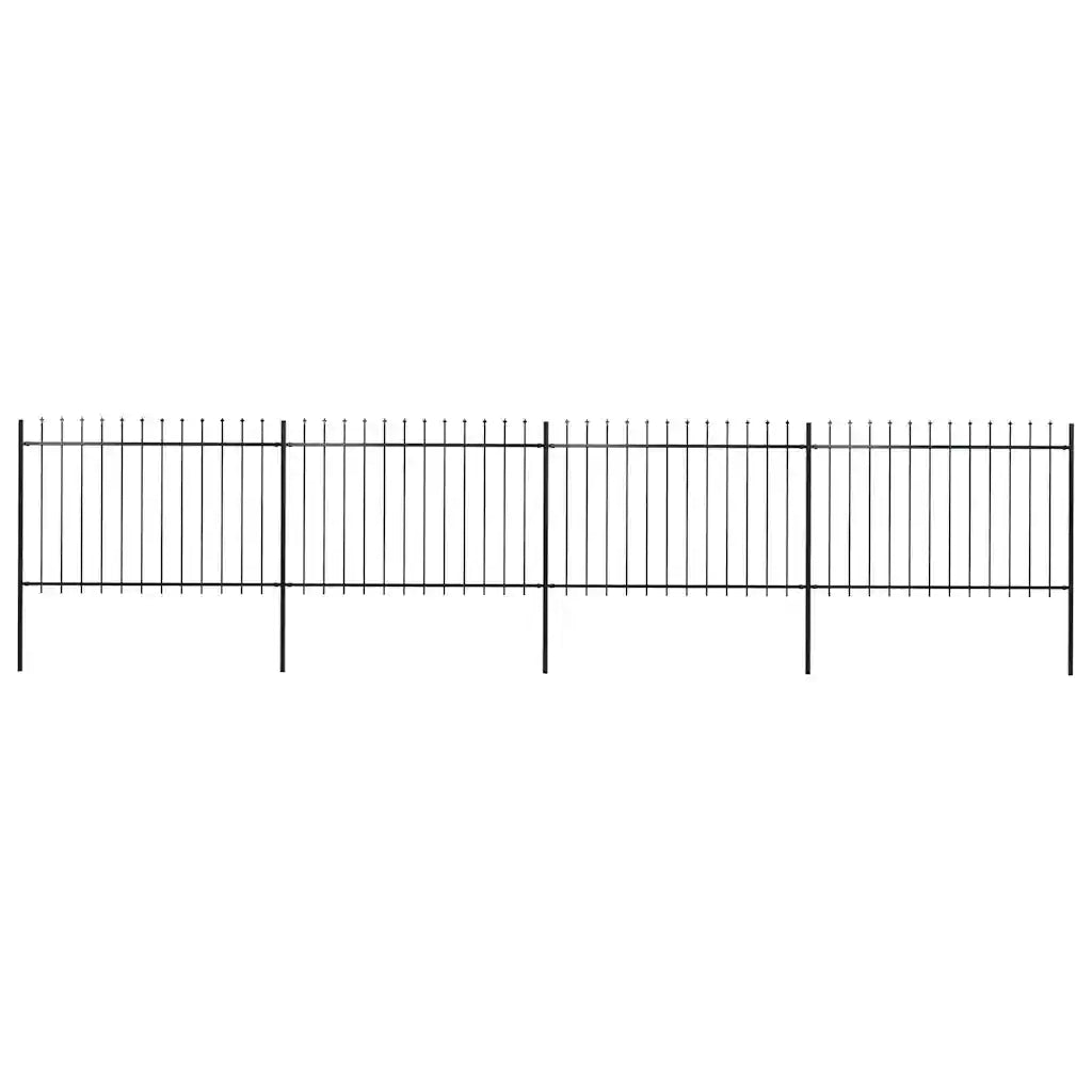 Recinzione da Giardino | Recinzione da cortile con Punta a Lancia in Acciaio 714,5x120 cm Nero