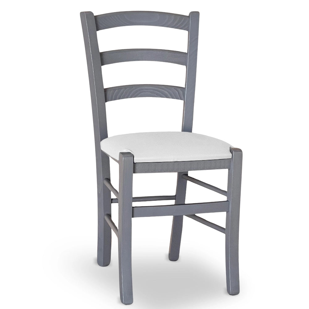 Sedie sala da pranzo Venezia in legno grigio con seduta similpelle grigio