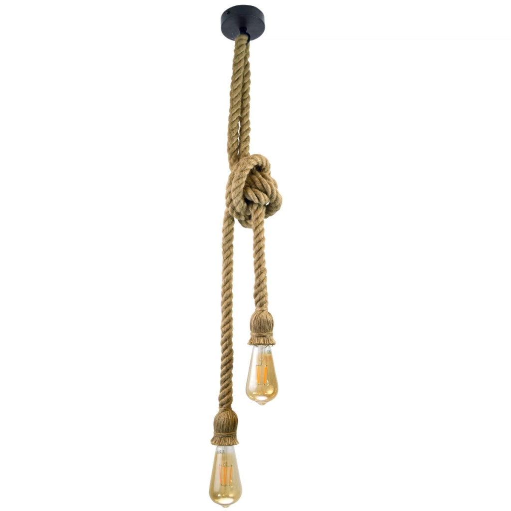 Lampada a sospensione Polux Rope doppia E27 crema 150cm