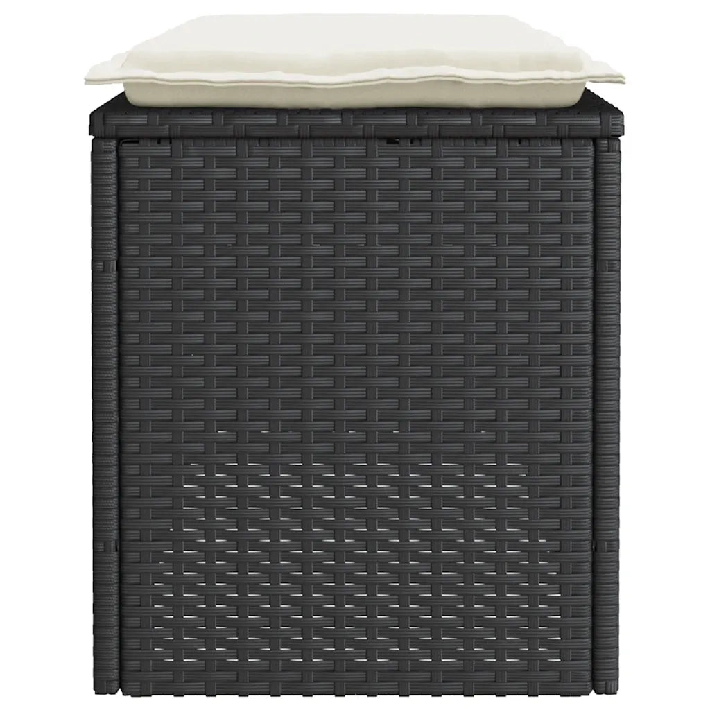 Panca da Giardino con Cuscino Nera 110x40x44 cm in Polyrattan