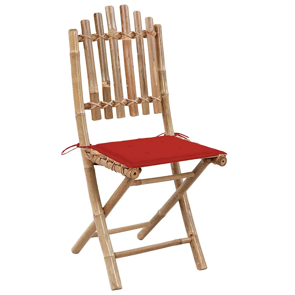 Set da Pranzo da Giardino 5 pz | Set Salotto da Giardino Pieghevole con Cuscini in Bamb¨´