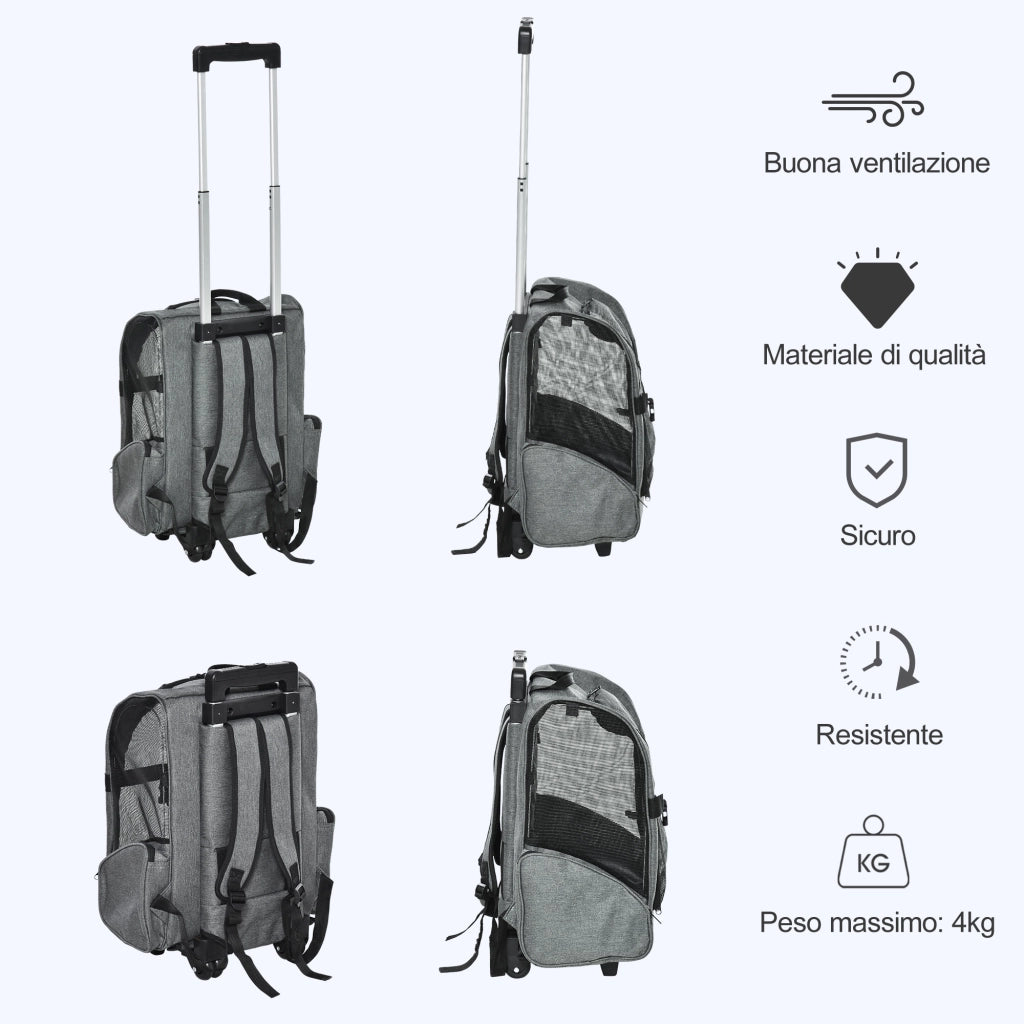 Trasportino Zaino 2 in 1 per Cani e Gatti ¨C Zephmum ¨C Grigio 42x25x55cm