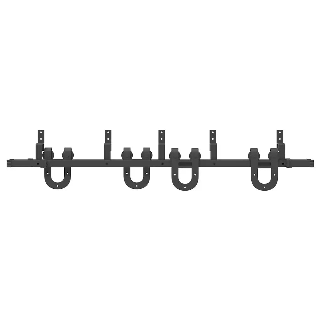Kit di Binari per Porte Scorrevoli 183 cm Acciaio Nero 3295733
