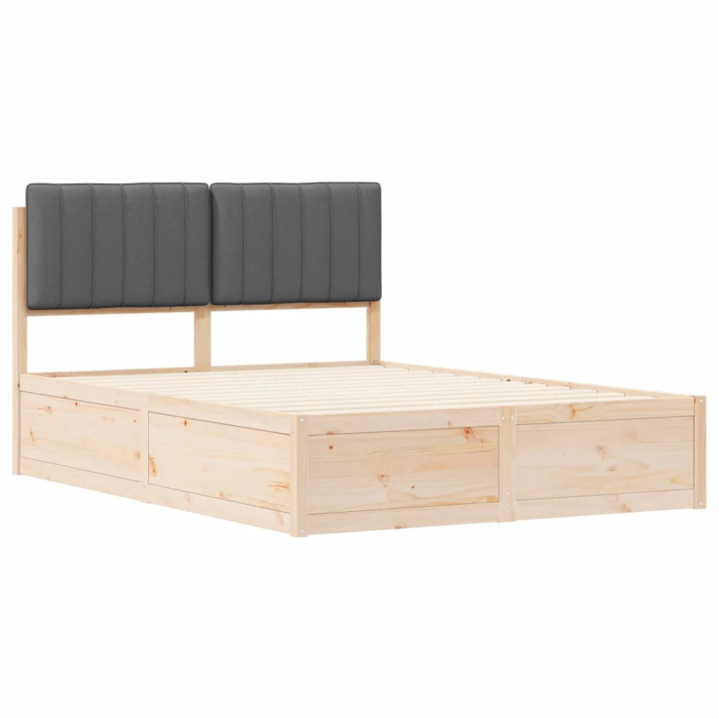 Letto con Testiera Rivestita Grigio scuro 140 x 190 cm
