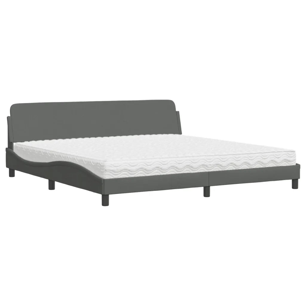 Letto con Materasso Dover Grigio Scuro 200x200 cm in Tessuto 3208465