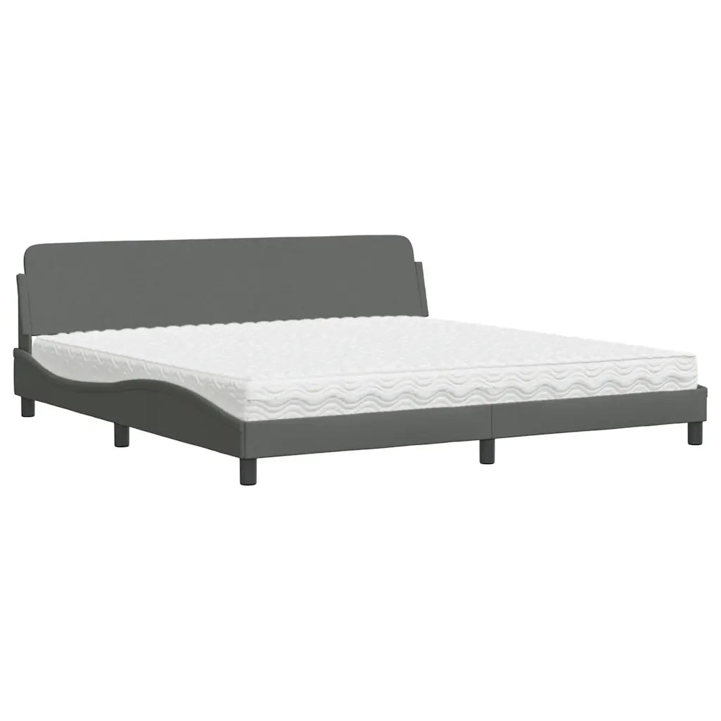 Letto con Materasso Dover Grigio Scuro 200x200 cm in Tessuto 3208465