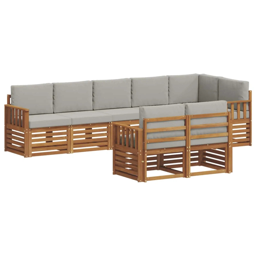 Set divani con cuscino 8 pcs Grigio Naturale e Chiaro 3375001