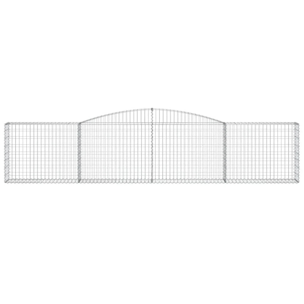Cestini gabbioni recinzione a gabbia muro di contenimento ad arco 10 pezzi 400 x 30 x 80/100 cm ferro zincato argento 02_0040284