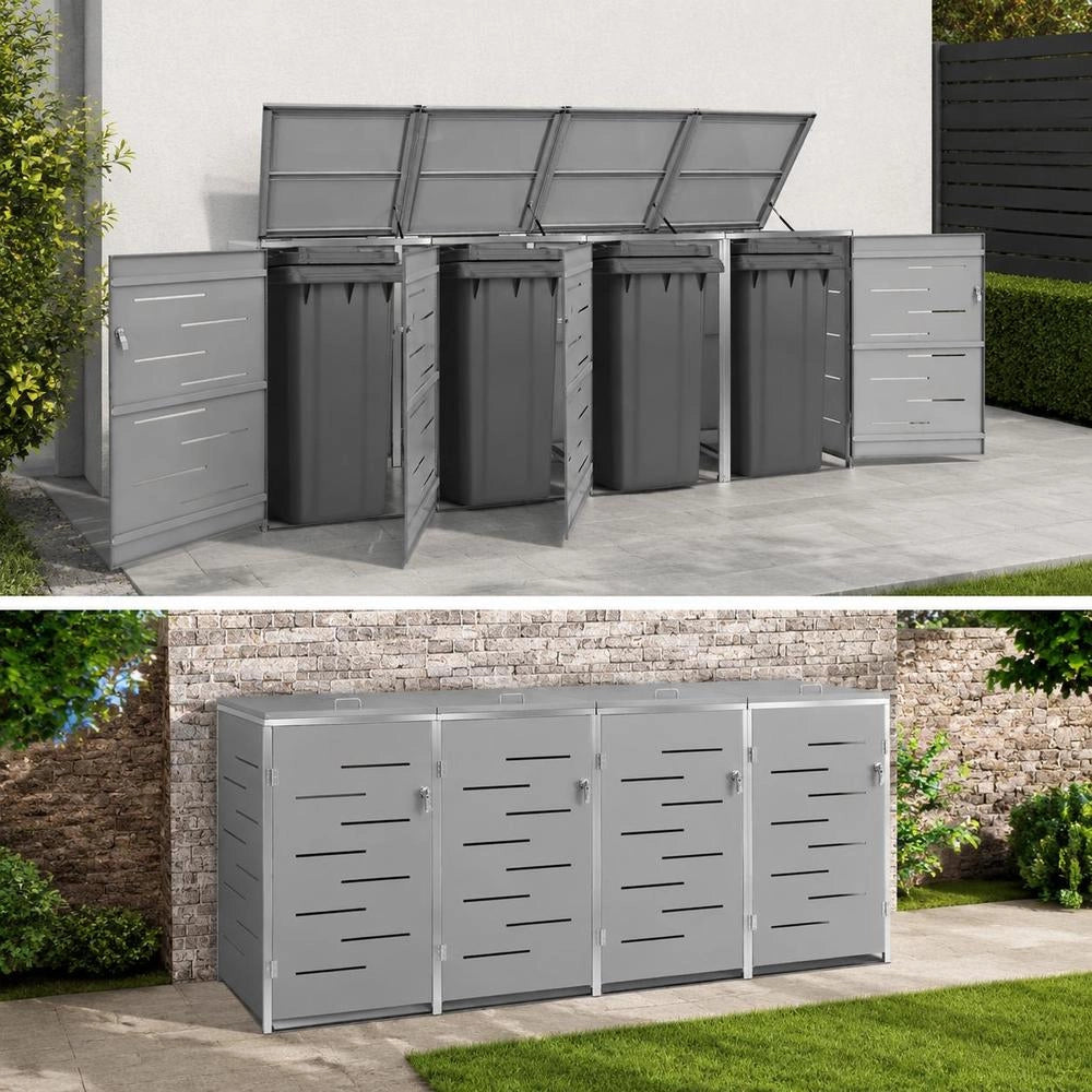 Bin Storage Unit For 4 Bins, 276.5x77.5x115.5 Cm, Stainless Steel