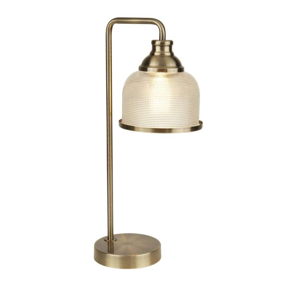 Lampada da tavolo Bistro II - Ottone antico e vetro in stile Holophane