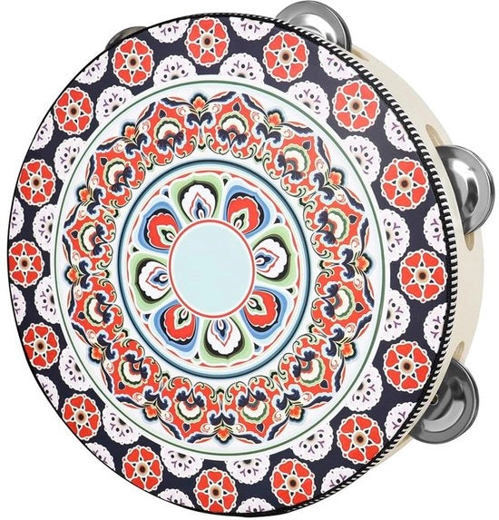 Tamburo a Mano 20,24 cm - Tamburo in Legno - Cimbali Metallici - Impermeabile - Protezione di Rabbocco