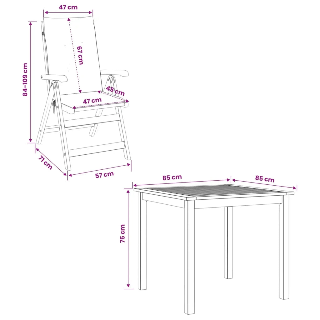 Set da pranzo da giardino 3 pezzi Naturale 3434592