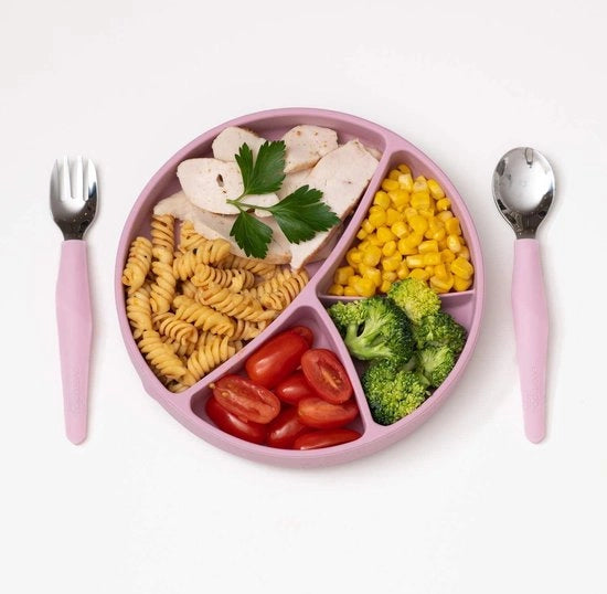 Tavola di silicone con pinza aspirante - Learn to Eat - blu - resistente a lavastoviglie e forno a microonde - 6 mesi e oltre