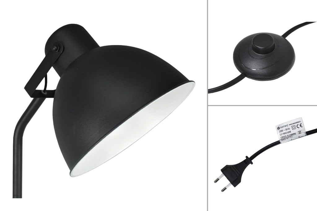 Lampada da terra in metallo nero, piantana - Manhattan - FL10MAME