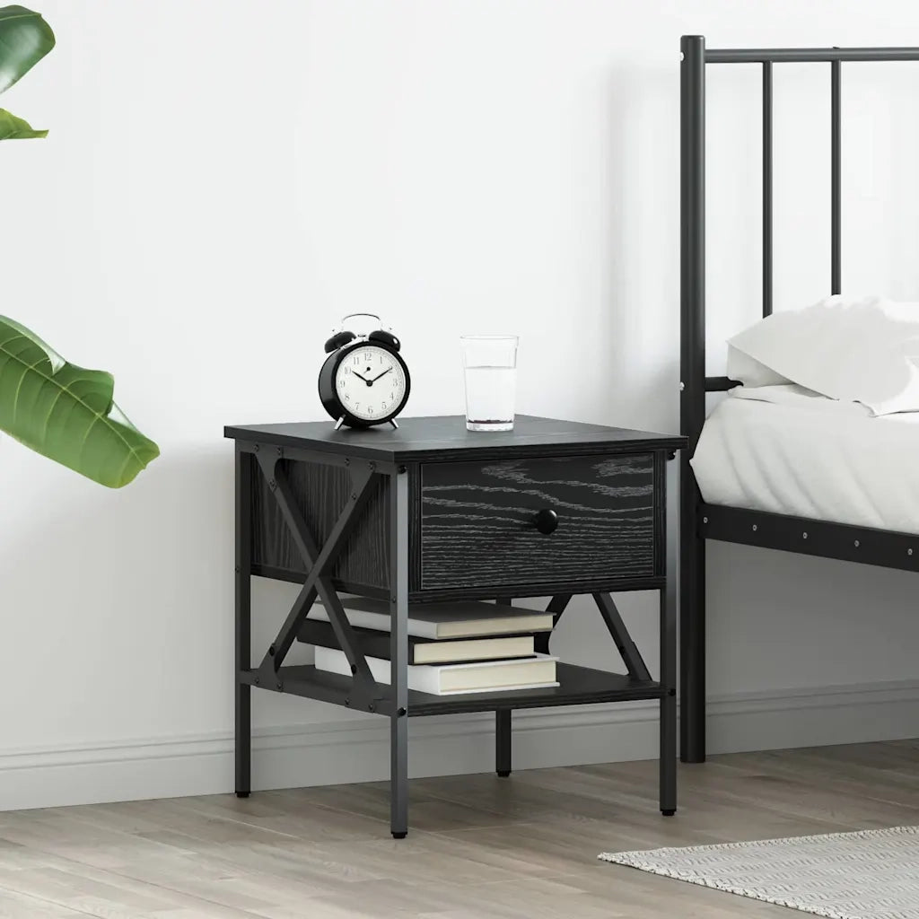 Comodino | Armadio da Notte | Mobiletto da notte con cassetto Rovere nero 40 x 42 x 45 cm