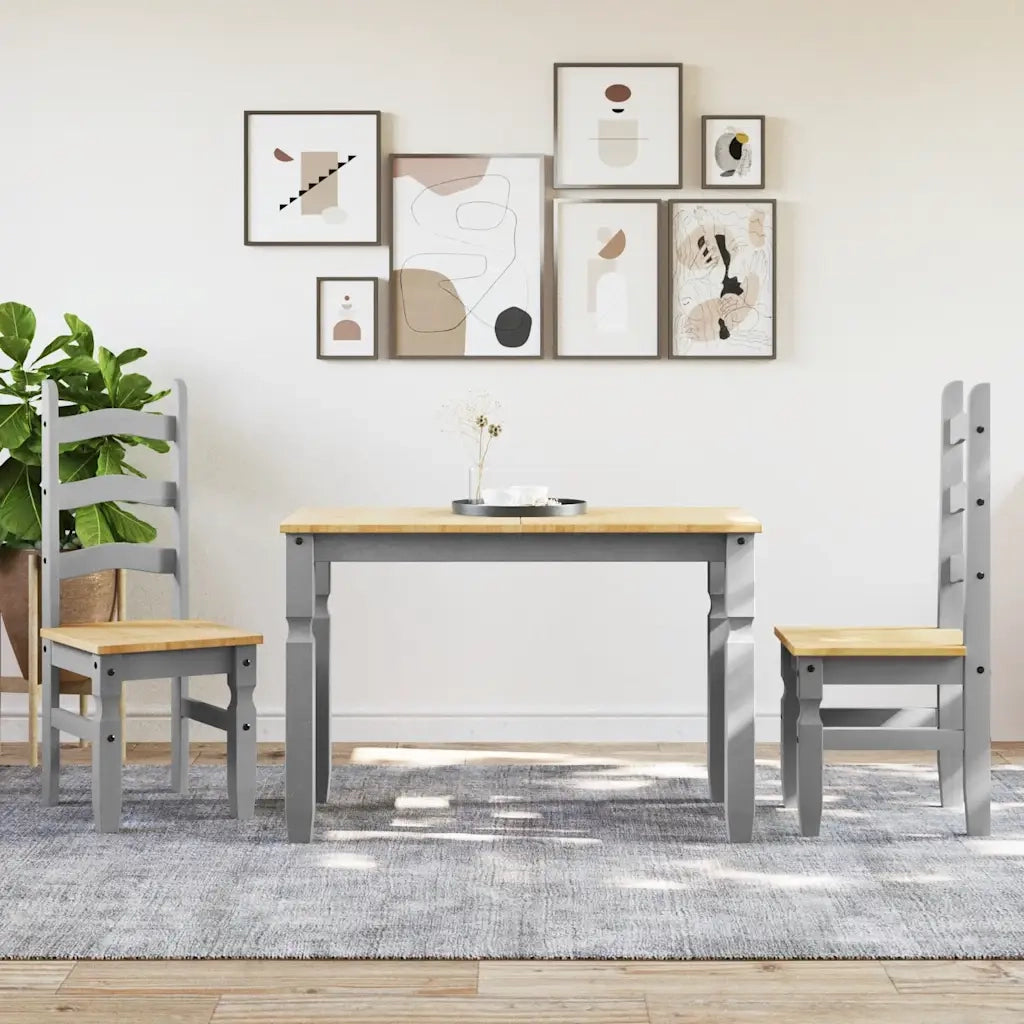 Set da Pranzo 3 pz PANAMA Grigio in Legno Massello di Pino 3345195
