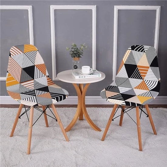 Set di copricuscini per sedie, copricuscini da tavolo, set da 2/4/6 pezzi, copricuscini per tavolo da pranzo con stiro, copricuscini per sedie moderne e flessibili con disegno a triangolo a strisce. Rimovibili e lavabili, adatti per sedie da cucina.