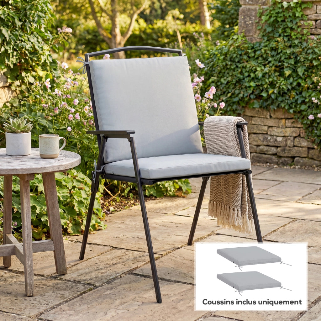 Set 2 Cuscini Sedia Giardino ¨C zephmum ¨C Grigio 50x50 cm