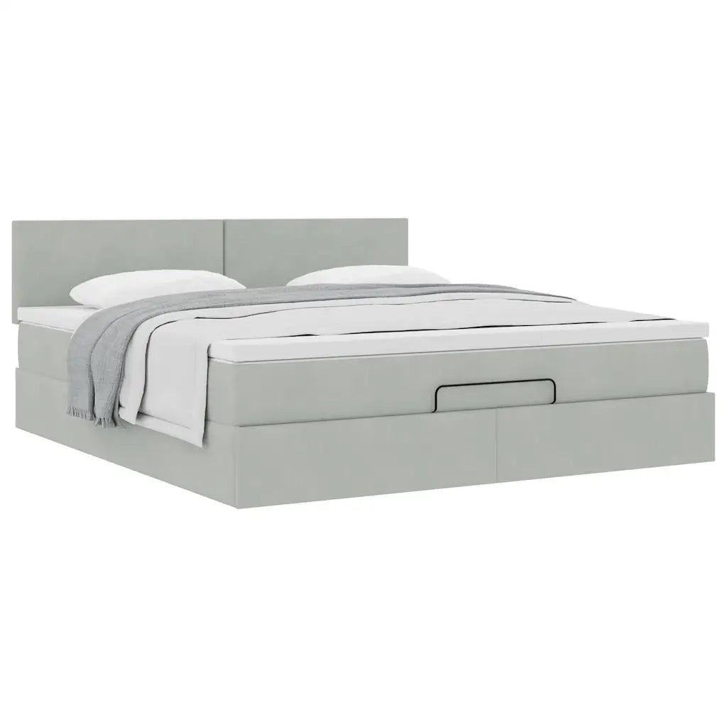 Struttura Letto Pouf con Materasso 180x200 cm in Velluto