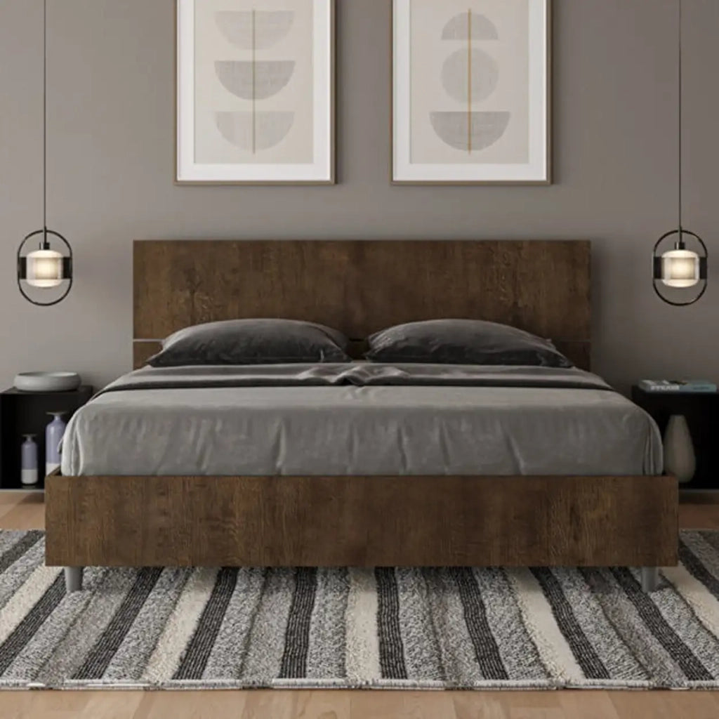Letto matrimoniale con rete 160x200 testata inclinata noce Demas
